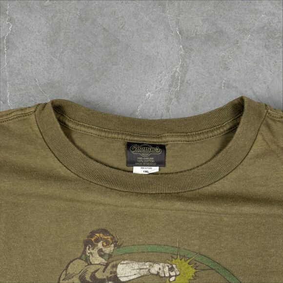 Vintage Y2K Changes Green Lantern DC Comics Super Hero T-Shirt Olive Green - XL - Picture 4 of 7